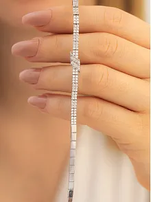 Kadın Gümüş Bileklik - 925 Ayar Zirkon Taşlı Petra Gümüş Kadın Bileklik