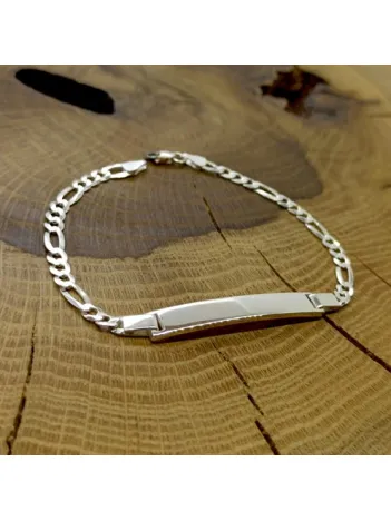 İsim Yazılabilir Erkek Gümüş Bileklik Künye Figaro Model GBLFIGRISIM-GMS