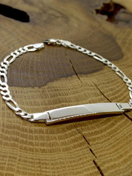 İsim Yazılabilir Erkek Gümüş Bileklik Künye Figaro Model GBLFIGRISIM-GMS İsim Yazılabilir Erkek Gümüş Bileklik Künye Figaro Model GBLFIGRISIM-GMS