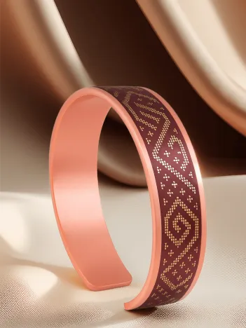 Kadın Bakır Bileklik Yüzük Set - Stella Model Özel Baskı Metal Kutu Ve Kuvars Taşı