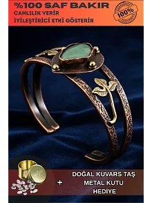 Kadın Bakır Bileklik - Yeşil Aventurin Taşlı Damla Model Kadın Bilezik Metal Kutu ve Doğal Taşlar Kadın Bakır Bileklik - Yeşil Aventurin Taşlı Damla Model Kadın Bilezik Metal Kutu ve Doğal Taşlar