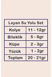 Leyan Bayan Yakut Taşlı Gümüş Su Yolu Set - Kolye, Bileklik, Küpe, Yüzük