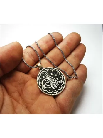 Osmanlı Tuğrası Gümüş Erkek Kolye Zincir Büyük