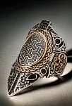 Erkek Omega Model Siyah Zirkon Taşlı 925 Ayar Gümüş Yüzük Zihgir Model