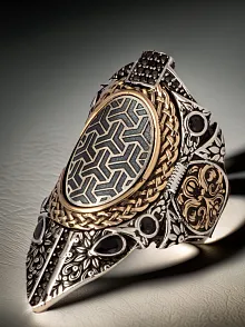 Erkek Omega Model Siyah Zirkon Taşlı 925 Ayar Gümüş Yüzük Zihgir Model