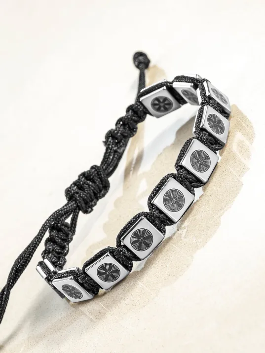 Erkek Kadın Doğal Taş Bileklik - Hematit Doğal Taşlı Makrome Gemi Dümeni Model Unisex Bileklik