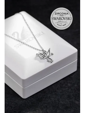 Kadın Gümüş Kolye - Swarovski Taşlı Zirconia Peri Kızı Motifli Kadın Kolye