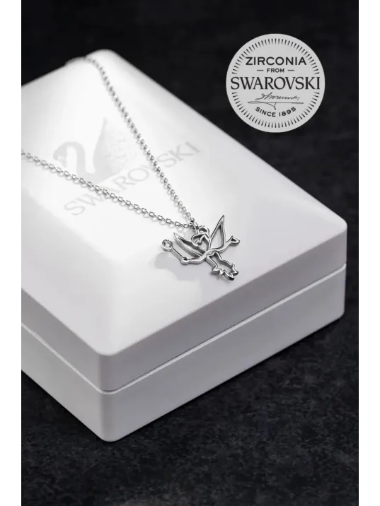 Kadın Gümüş Kolye - Swarovski Taşlı Zirconia Peri Kızı Motifli Kadın Kolye
