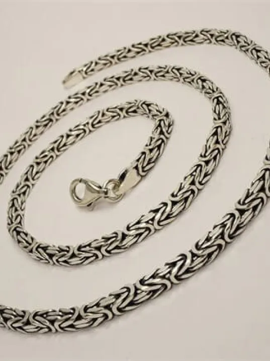 Gümüş Erkek Kral Zincir Kolye 3,5mm Orta Kalınlıkta