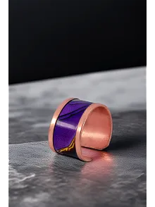Kadın Bakır Yüzük - Laura Model Özel Baskı Metal Kutu Ve Kuvars Taşı