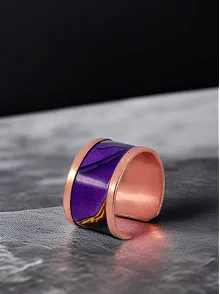 Kadın Bakır Yüzük - Laura Model Özel Baskı Metal Kutu Ve Kuvars Taşı