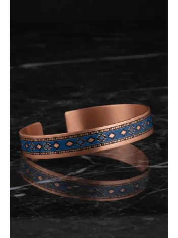 Kadın Bakır Bileklik - Lola Model Özel Baskı Metal Kutu Ve Kuvars Taşı