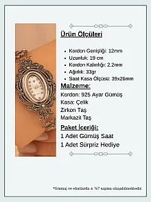 Oval Gümüş Bayan Saati Gelin Saati Markazit Taşlı