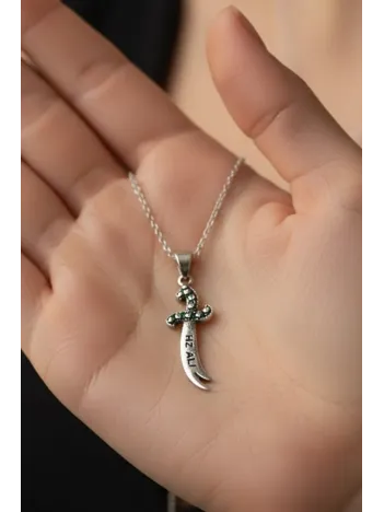Hz.ali Yazılı Gümüş Zülfikar Kılıcı Kadın Kolye