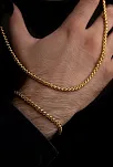 Erkek Çelik Bileklik Kolye Set - 18 Ayar Gerçek Altın Kaplama Spiga Model Çelik Set