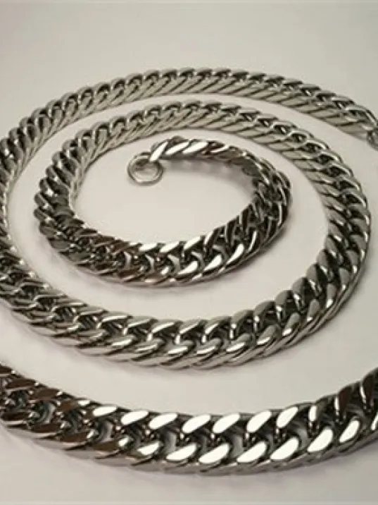 Çelik Gurmet Erkek Zincir Kolye Bileklik Set Özel Sık Örüm