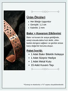 Kadın Erkek Saf Bakır Bileklik Kalın Zevahir Model Metal Kutu Doğal Taşlar Bakır Kelepçe Bilezik