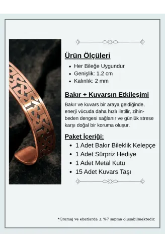 Kadın Erkek Saf Bakır Bileklik Kalın Zevahir Model Metal Kutu Doğal Taşlar Bakır Kelepçe Bilezik