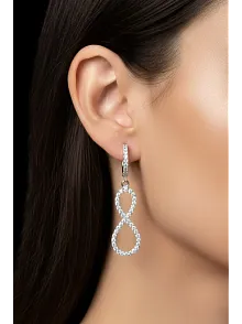 Kadın Gümüş Küpe - Sonsuzluk Model Zirkon Taş Kaplama Gümüş Küpe