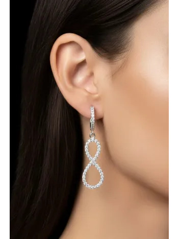 Kadın Gümüş Küpe - Sonsuzluk Model Zirkon Taş Kaplama Gümüş Küpe