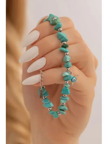 Bileklik-Çelik Taş Model Yıldız Nazarlık Çelik Kadın Bileklik