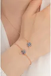 Kadın Gümüş Set - Rose Mistik Topaz Yonca Model Kolye Bileklik Gümüş Set