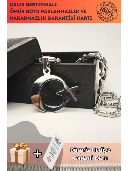 316l Paslanmaz Çelik Ay Yıldız Bayrak Erkek Çelik Kolye 316l Paslanmaz Çelik Ay Yıldız Bayrak Erkek Çelik Kolye