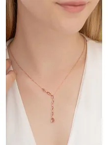 Zultanit Taşlı Rose Damla Model Kadın Gümüş Kolye GKLZLTNTDML-ROS