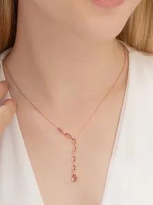 Zultanit Taşlı Rose Damla Model Kadın Gümüş Kolye GKLZLTNTDML-ROS