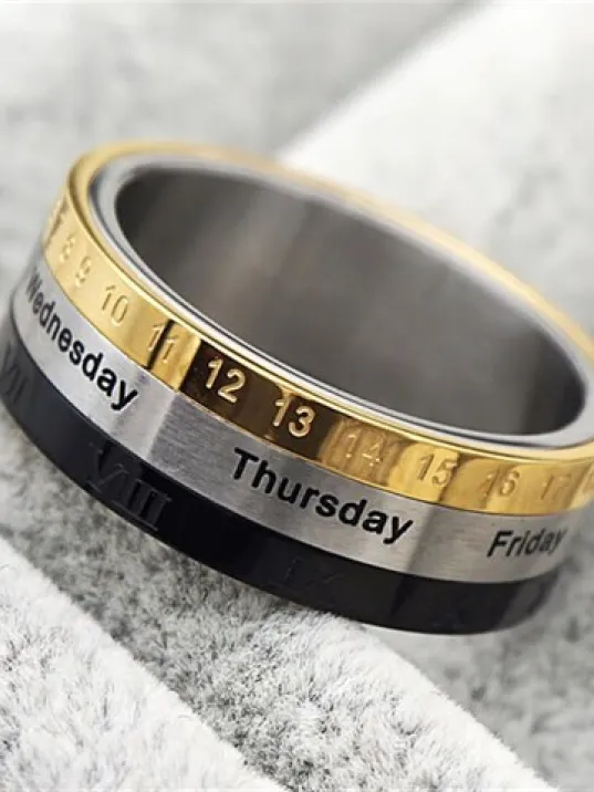 Tarihli Çelik Erkek Yüzüğü 316L Paslanmaz Ve Kararmaz