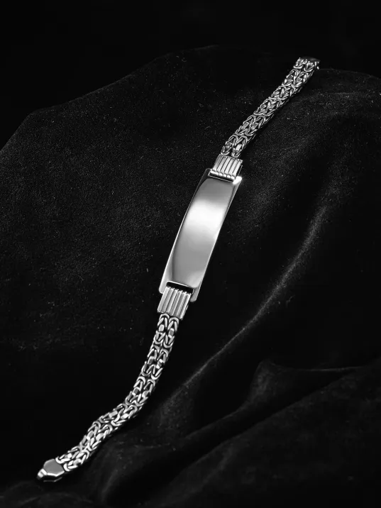 Erkek Gümüş Bileklik - İsim Yazılan 2.8 mm Çift Kare Kral Zincir Erkek Bileklik Erkek Gümüş Bileklik - İsim Yazılan 2.8 mm Çift Kare Kral Zincir Erkek Bileklik