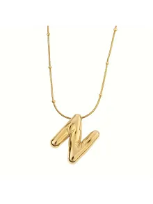 Kadın Çelik Kolye - Altın Kaplama N Harfi Balon Harf Kadın Kolye