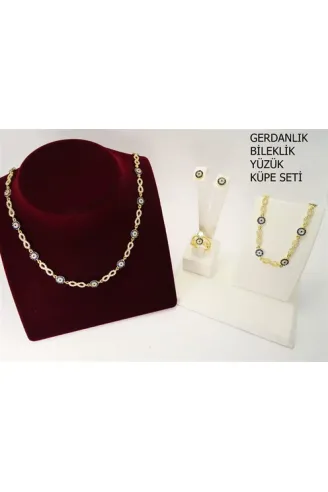 Altın Kaplama Sonsuzluk Temalı Gümüş Gerdanlık Bileklik Yüzük Küpe Takı Seti