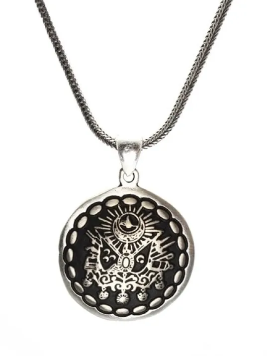 Osmanlı Arması Erkek Gümüş Kolye Zincir Orta Boy Osmanlı Arması Erkek Gümüş Kolye Zincir Orta Boy