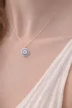 Kadın Kolye Yüzük Set - Rose Kaplama Nazar Boncuğu Motifli Kadın Set