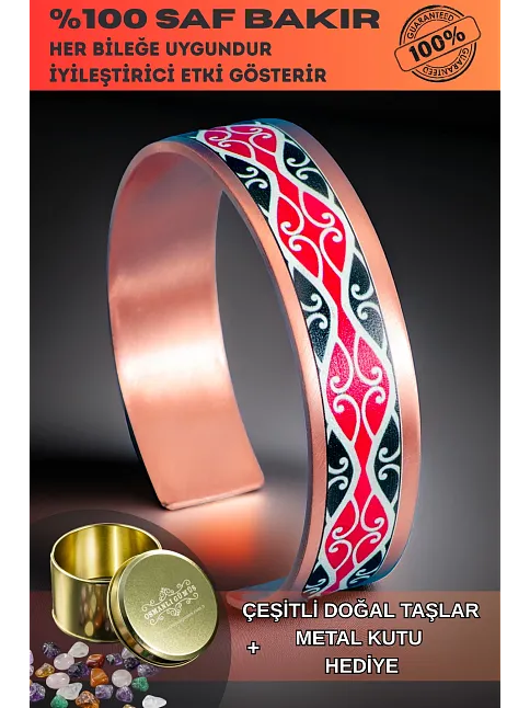 Kadın Bakır Bileklik - Luna Model Özel Baskı Metal Kutu Ve Doğal Taşlar Kadın Bakır Bileklik - Luna Model Özel Baskı Metal Kutu Ve Doğal Taşlar