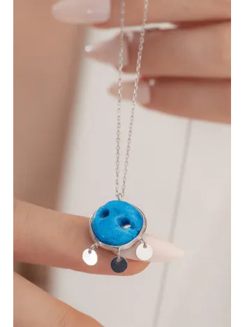 Süryani Nazar Boncuğu Bayan Gümüş Kolye