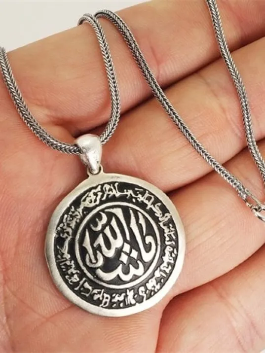 Maşallah Yazılı Gümüş Erkek Kolye Zincir