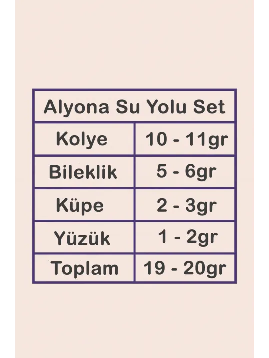 Alyona Bayan Zirkon Taşlı Gümüş Su Yolu Set - Kolye, Bileklik, Küpe, Yüzük Alyona Bayan Zirkon Taşlı Gümüş Su Yolu Set - Kolye, Bileklik, Küpe, Yüzük