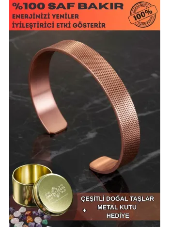 Erkek Kadın Bakır Bileklik - Delikli Erkek Kadın Bileklik Bilezik Doğal Taşlar Ve Metal Kutulu