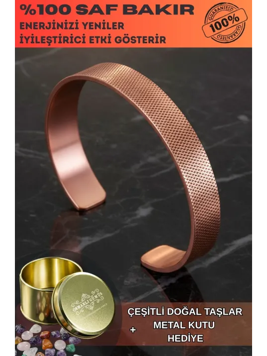 Erkek Kadın Bakır Bileklik - Delikli Erkek Kadın Bileklik Bilezik Doğal Taşlar Ve Metal Kutulu
