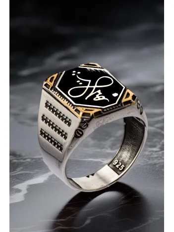 Hiç Yazılı Yanı Zirkon Taşlı 925 Ayar Erkek Gümüş Yüzük