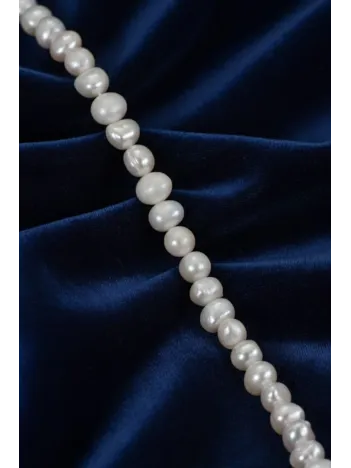 Gerçek Dizi İnci - 7mm Doğal Beyaz Yanar Dönerli Tatlısu Yuvarlak İnci Takı Yapım Malzemesi