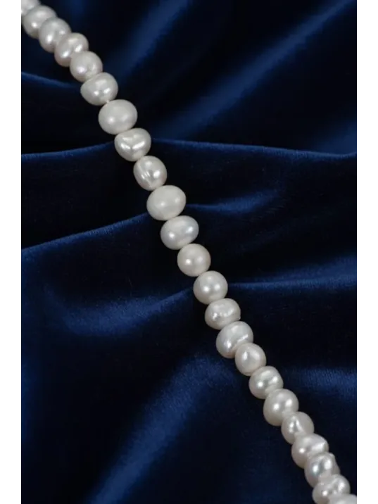 Gerçek Dizi İnci - 7mm Doğal Beyaz Yanar Dönerli Tatlısu Yuvarlak İnci Takı Yapım Malzemesi