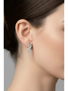 Kadın Gümüş Küpe - 925 Ayar Zirkon Taşlı Alisa Model Gümüş Kadın Küpe