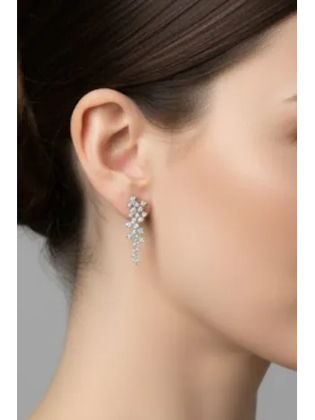 Kadın Gümüş Küpe - 925 Ayar Zirkon Taşlı Alisa Model Gümüş Kadın Küpe