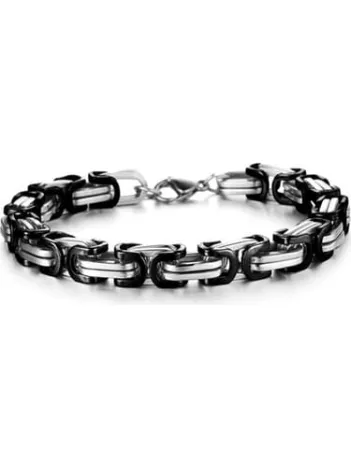 Siyah Beyaz Çelik Kral Erkek Bileklik