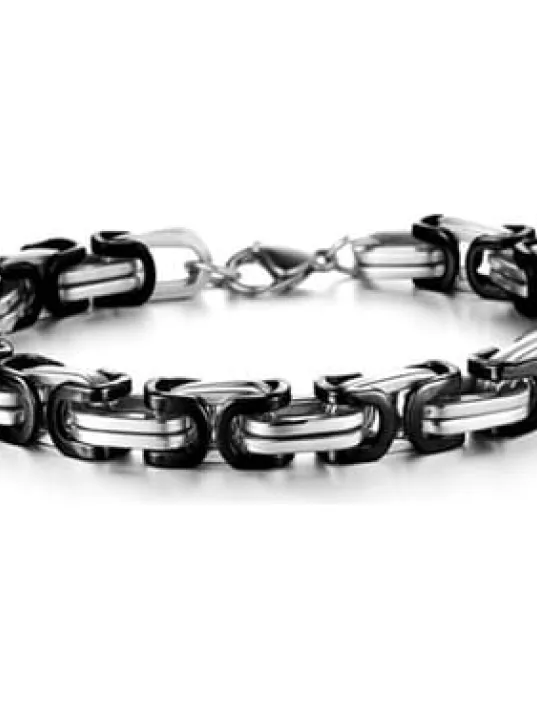 Siyah Beyaz Çelik Kral Erkek Bileklik