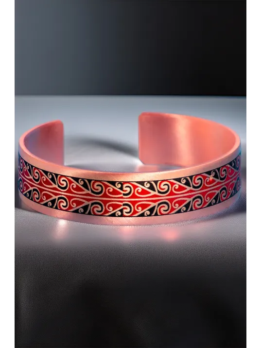 Kadın Bakır Bileklik Yüzük Set - Katherina Model Özel Baskı Metal Kutu Ve Doğal Taşlar