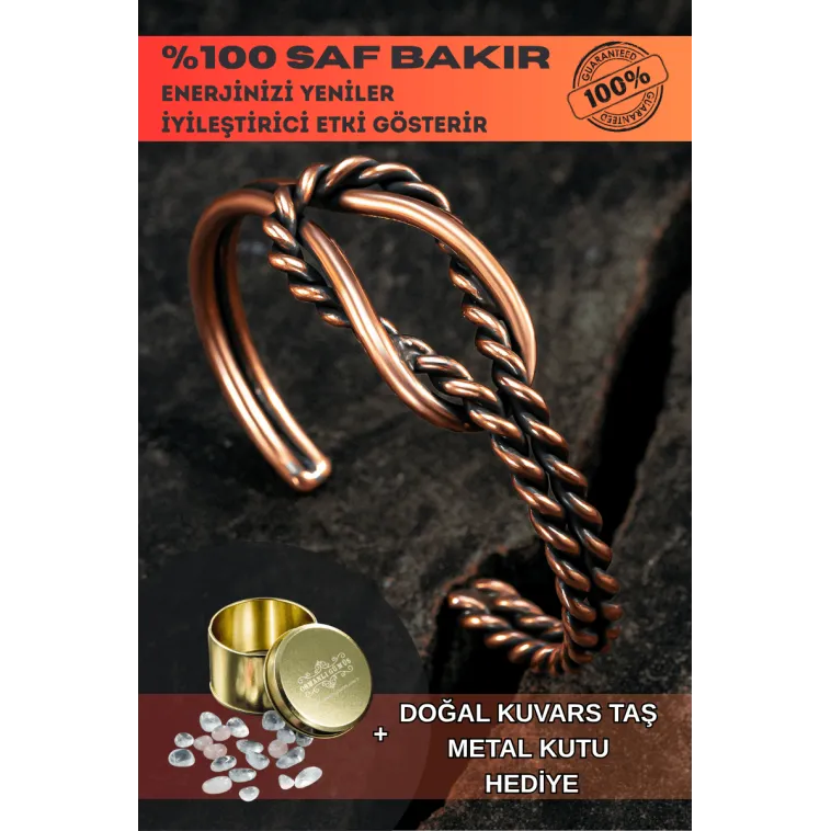 Sevgi Düğümü Bakır Bileklik Bilezik Kelepçe Erkek Kadın Kuvars Taşlı Metal Kutulu Sevgi Düğümü Bakır Bileklik Bilezik Kelepçe Erkek Kadın Kuvars Taşlı Metal Kutulu